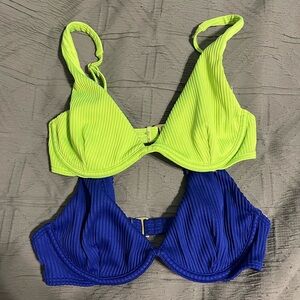 Hollister Blue Ribbed Bikini Top and green one